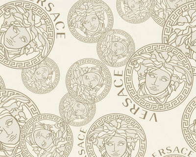 product image of Medusa Head Textured Wallpaper in Gold/Cream by Versace Home 555