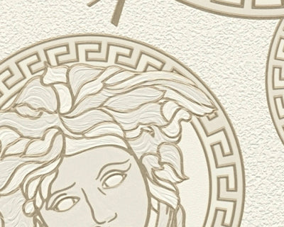 product image for Medusa Head Textured Wallpaper in Gold/Cream from the Versace V Collection 15