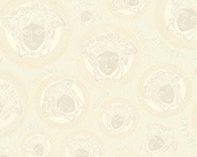 product image for Medusa Head Textured Wallpaper in Cream/White by Versace Home 48