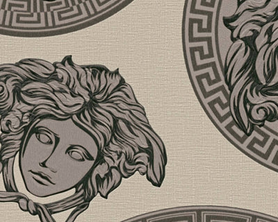 product image for Medusa Head Textured Wallpaper in Cream/Black from the Versace V Collection 84