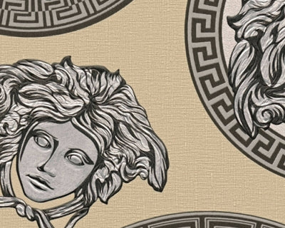 product image for Medusa Head Textured Wallpaper in Black/Cream from the Versace V Collection 15