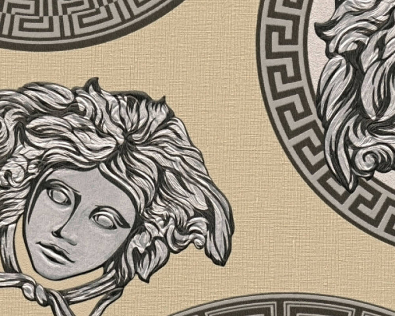 media image for Medusa Head Textured Wallpaper in Black/Cream from the Versace V Collection 28