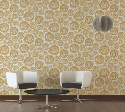 product image for Medusa Head Textured Wallpaper in Gold/Black from the Versace V Collection 73