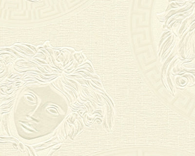 product image for Medusa Head Textured Wallpaper in Cream/White from the Versace V Collection 47