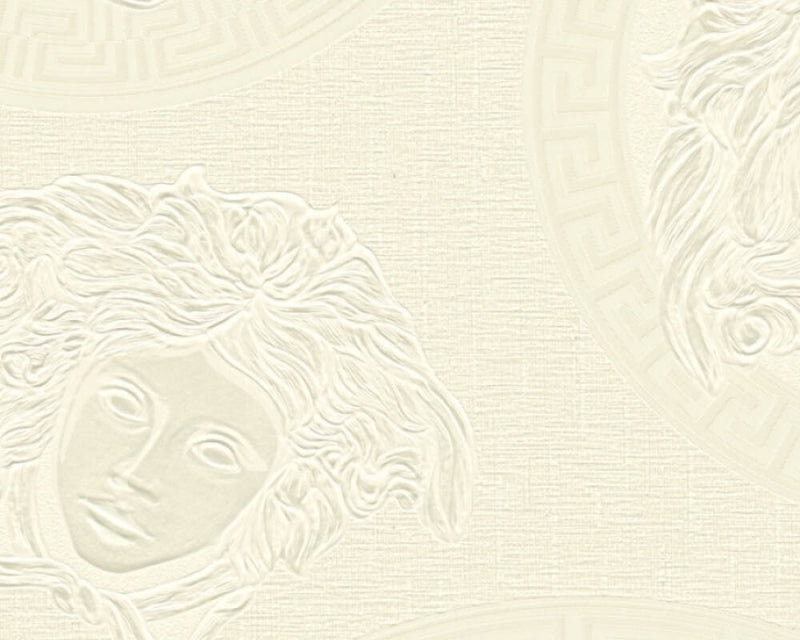 media image for Medusa Head Textured Wallpaper in Cream/White from the Versace V Collection 211