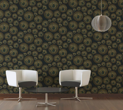 product image for Medusa Head Textured Wallpaper in Black/Gold from the Versace V Collection 47