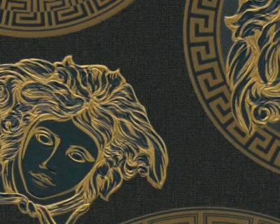 product image for Medusa Head Textured Wallpaper in Black/Gold from the Versace V Collection 92