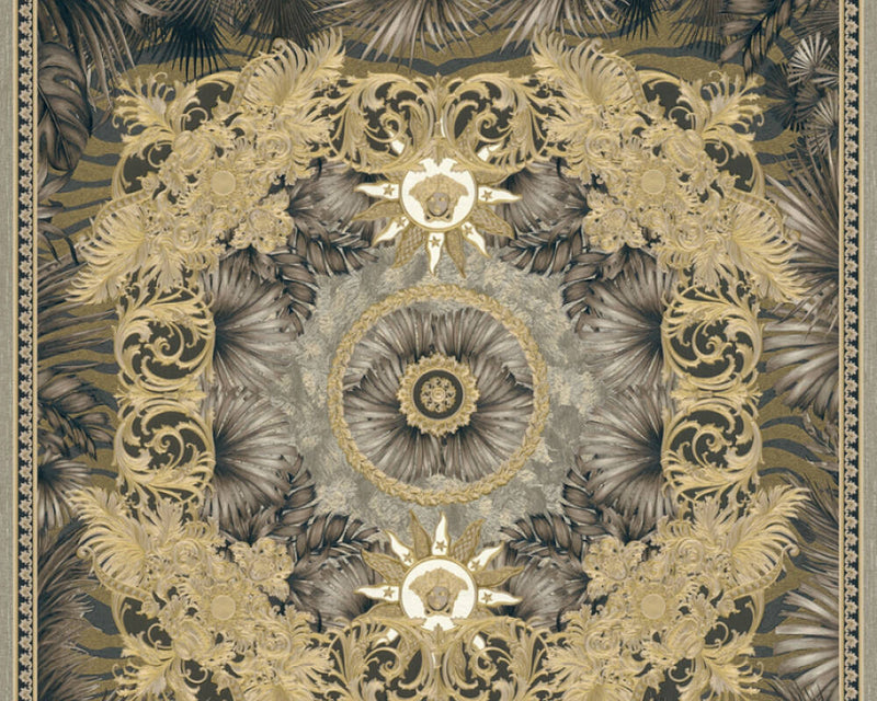 media image for Baroque Ornaments Textured Wallpaper in Black/Gold by Versace Home 240