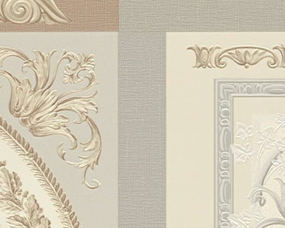 product image for Baroque Squares Textured Wallpaper in Cream/Grey from the Versace V Collection 11