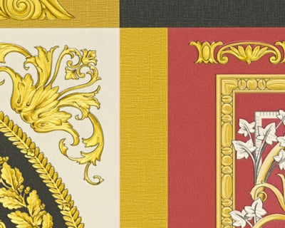 product image for Baroque Squares Textured Wallpaper in Red/Gold from the Versace V Collection 94