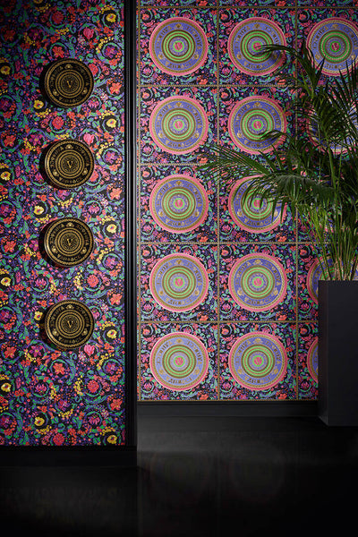 product image for Baroque Circle Textured Wallpaper in Multi from the Versace V Collection 46