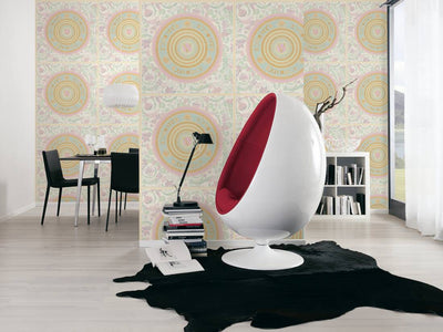 product image for Baroque Circle Textured Wallpaper in Cream/Multi from the Versace V Collection 71