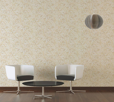 product image for Baroque Damask Textured Wallpaper in Cream/Gold from the Versace V Collection 80