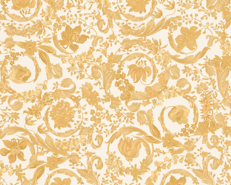 media image for Baroque Damask Textured Wallpaper in Cream/Orange by Versace Home 27