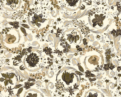 product image of Baroque Damask Textured Wallpaper in Cream/Black by Versace Home 591