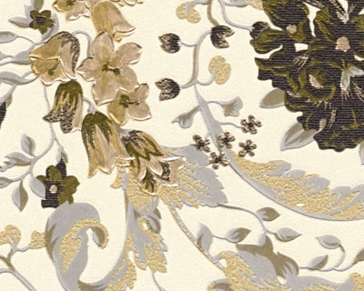 product image for Baroque Damask Textured Wallpaper in Cream/Black from the Versace V Collection 3