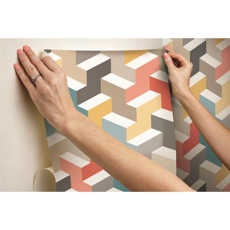 media image for 3D Steps Peel & Stick Wallpaper in Multi by RoomMates for York Wallcoverings 267