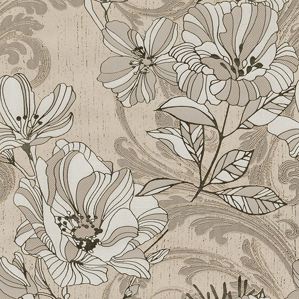 Shop Selene Gold Mucha Floral Wallpaper from the Lustre Collection ...