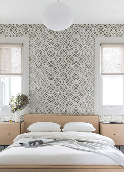 media image for Uma Platinum Star Medallion Wallpaper from the Lustre Collection by Brewster Home Fashions 236