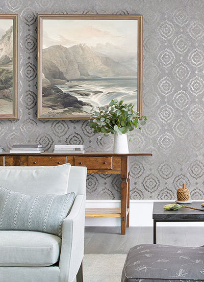 product image for Uma Silver Star Medallion Wallpaper from the Lustre Collection by Brewster Home Fashions 25