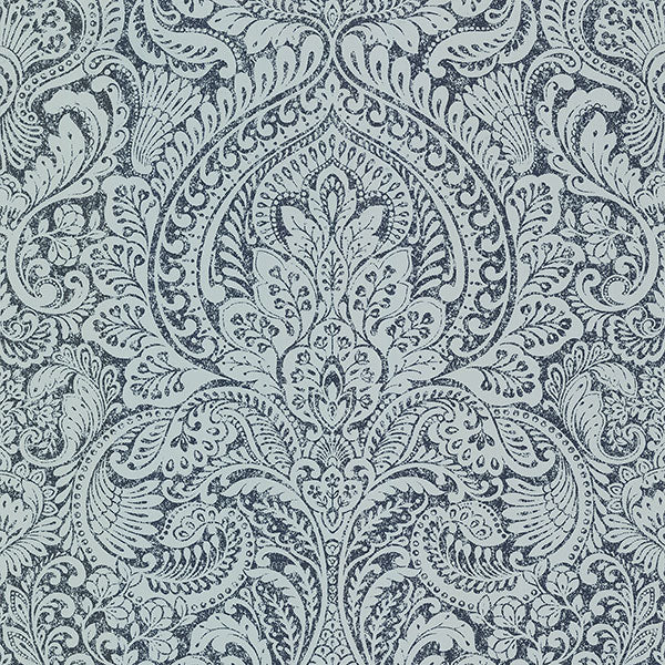 media image for Artemis Sapphire Floral Damask Wallpaper from the Lustre Collection by Brewster Home Fashions 228