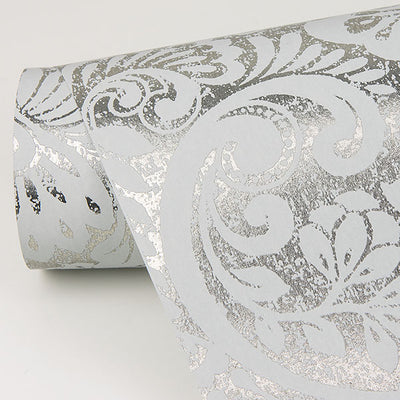 product image for Artemis Silver Floral Damask Wallpaper from the Lustre Collection by Brewster Home Fashions 98