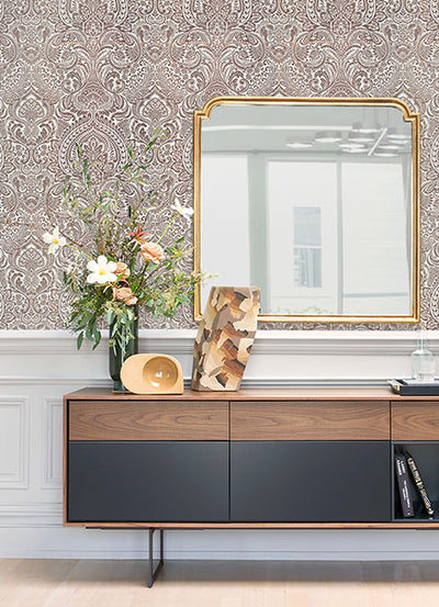 product image for Artemis Rose Gold Floral Damask Wallpaper from the Lustre Collection by Brewster Home Fashions 72