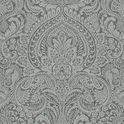 product image of Artemis Pewter Floral Damask Wallpaper from the Lustre Collection by Brewster Home Fashions 574