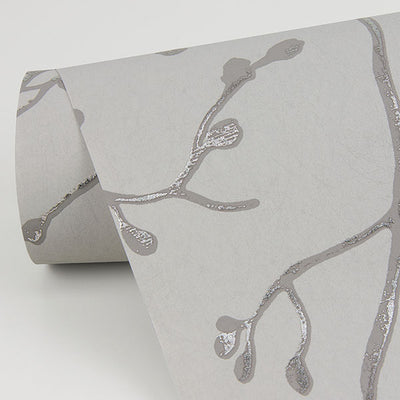 product image for Koura Silver Budding Branches Wallpaper from the Lustre Collection by Brewster Home Fashions 35