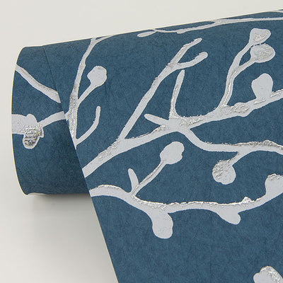 product image for Koura Sapphire Budding Branches Wallpaper from the Lustre Collection by Brewster Home Fashions 16