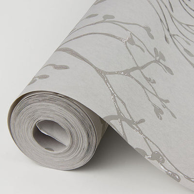 product image for Koura Platinum Budding Branches Wallpaper from the Lustre Collection by Brewster Home Fashions 0