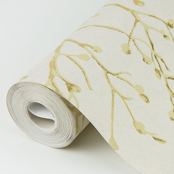 media image for Koura Gold Budding Branches Wallpaper from the Lustre Collection by Brewster Home Fashions 292