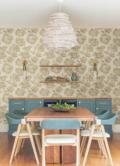 product image for Kala Gold Floral Wallpaper from the Lustre Collection by Brewster Home Fashions 3