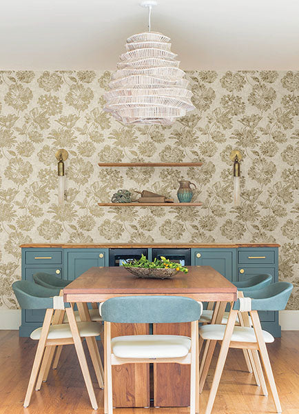 media image for Kala Gold Floral Wallpaper from the Lustre Collection by Brewster Home Fashions 212