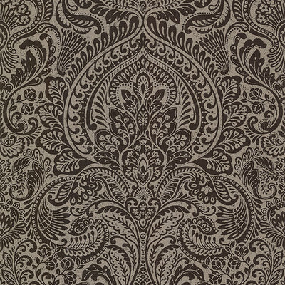 product image of Artemis Espresso Floral Damask Wallpaper from the Lustre Collection by Brewster Home Fashions 541