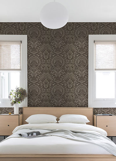 product image for Artemis Espresso Floral Damask Wallpaper from the Lustre Collection by Brewster Home Fashions 32