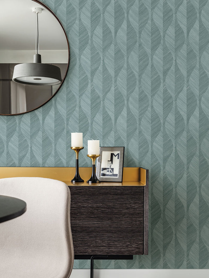 media image for Oresome Teal Ogee Wallpaper from the Radiance Collection by Brewster Home Fashions 243