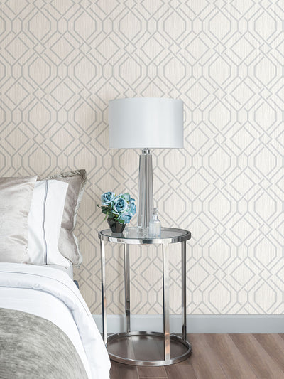 product image for Frege Silver Trellis Wallpaper from the Radiance Collection by Brewster Home Fashions 57