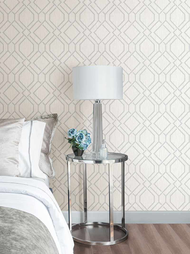 media image for Frege Silver Trellis Wallpaper from the Radiance Collection by Brewster Home Fashions 225