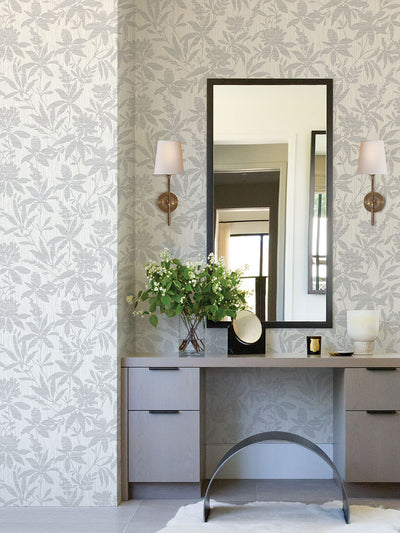 product image for Riemann Silver Floral Wallpaper from the Radiance Collection by Brewster Home Fashions 0