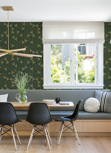 media image for Fairbank Evergreen Linen Geometric Wallpaper by Scott Living 264