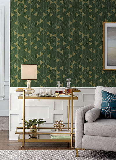 product image for Fairbank Evergreen Linen Geometric Wallpaper by Scott Living 68