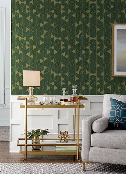 media image for Fairbank Evergreen Linen Geometric Wallpaper by Scott Living 251