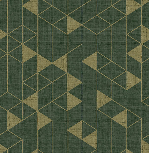 media image for Fairbank Evergreen Linen Geometric Wallpaper by Scott Living 290