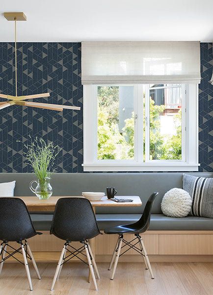 media image for Fairbank Navy Linen Geometric Wallpaper by Scott Living 279