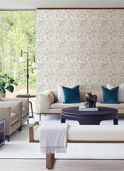 product image for Culver Grey Jacobean Wallpaper by Scott Living 35