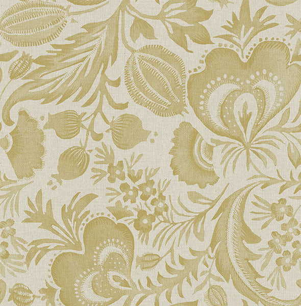 media image for Culver Mustard Jacobean Wallpaper by Scott Living 257