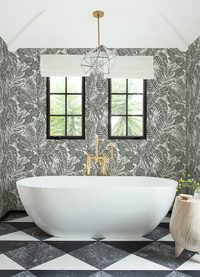 product image for Brentwood Black Palm Leaves Wallpaper by Scott Living 3