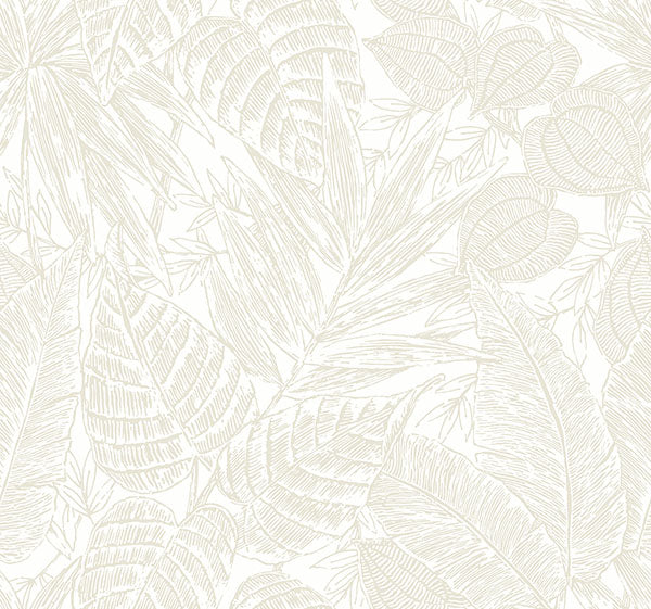 media image for Brentwood Bone Palm Leaves Wallpaper by Scott Living 233