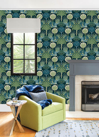 product image for Mandeville Teal Tropical Paradise Wallpaper by Scott Living 67